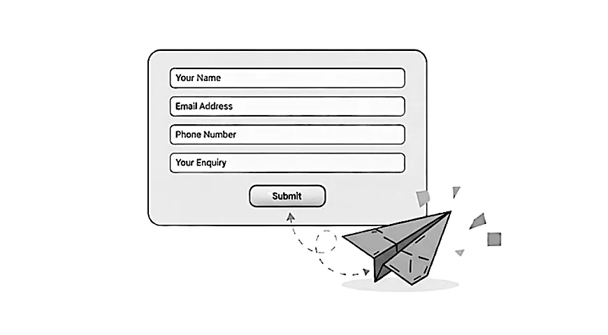 Editorial illustration of a contact form where the message fails to send.