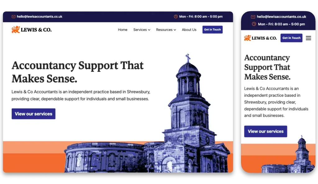 Preview of Lewis Accountants website